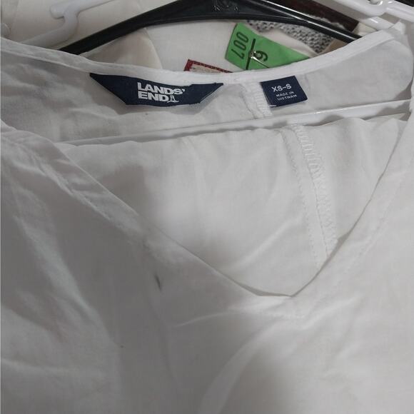 NWT! LANDS' END! SHEER WHITE MODAL DRAWSTRING WAIST MINI DRESS, SHIFT! SZ XS-S - Picture 11 of 12